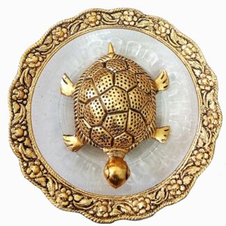 Feng Shui Golden Tortoise on Glass Plate