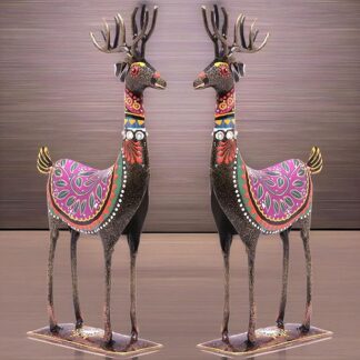 Handpainted Iron Deer Showpiece