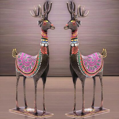 Handpainted Iron Deer Showpiece