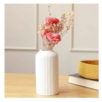 Ribbed Pipe Ceramic Vase