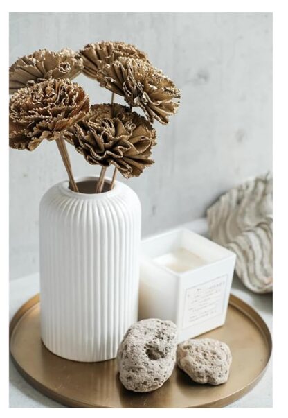 Ribbed Pipe Ceramic Vase
