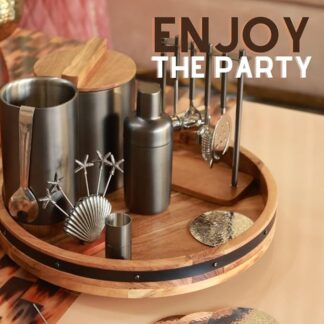 Bar Set - Cocktail Shaker, Ice Bucket, Wine Cooler, Peg Measurer & Bar Tools
