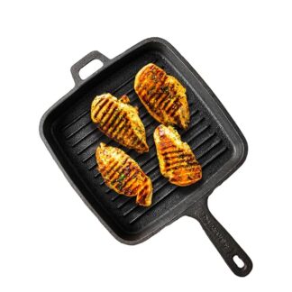 Pre-Seasoned Cast Iron Grill Pan with Long Handle