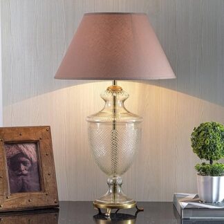 Hand Cut Glass And Brass Casted Base Table Lamp