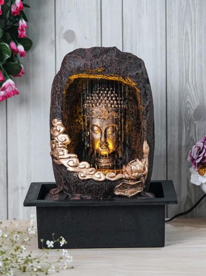 Gold Brown Meditating Buddha - Fountain
