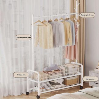 Metal Clothes Organizer with Wheels