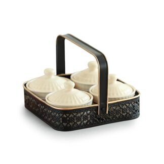 Ceramic Pickle Jars for Dining Table Ceramic Container With Iron Holder