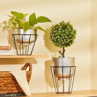 Metal Planter (Set of 2) -Silver