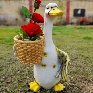 Resin Standing Duck Planter in Hand for Home