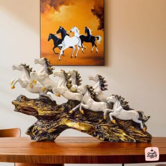 White Horses on Golden Wave Base